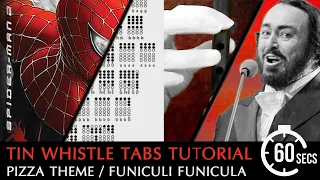 Pizza Theme Spiderman 2 / Funiculi Funicula | TIN WHISTLE TABS D | 60 seconds of mayhem!