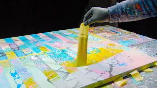 Intuitive Abstract Art Painting Demo With Masking Tape | Stripes