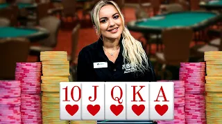 ROYAL FLUSH! QUADS! Dealing An Insane Poker Game!