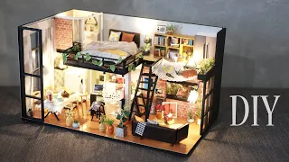 DIY Miniature Dollhouse Kit || Literary Utopia - Duplex Apartment - Relaxing Satisfying Video