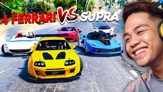 4 FERRARI vs Turbo SUPRA!! (INTENSE RACE) | GTA 5