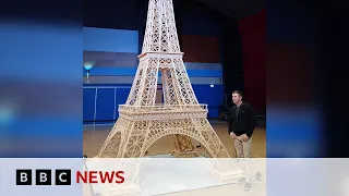 Matchstick Eiffel Tower given world record after ruling U-turn | BBC News