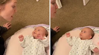 Mom preciously sings to her 3-month-old baby #Shorts