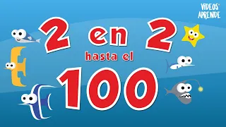 2 en 2 hasta el 100 - Videos Aprende #contar #numeros