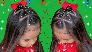 PEINADO EN FORMA DE PINITO NAVIDEÑO PARA NIÑAS🎄/Peinado Navideño facil y bonito ❤️🎄