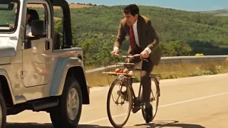 mr bean riding bike