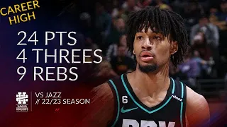 Shaedon Sharpe 24 pts 4 threes 9 rebs vs Jazz 22/23 season