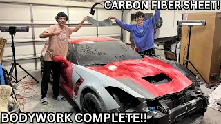 WE SAVED THE BODY PANELS ON THE CORVETTE! ($5,000 HOOD SAVED!)