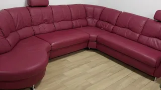 Шкіряний кутовий диван,  розкладний,  меблі з Європи