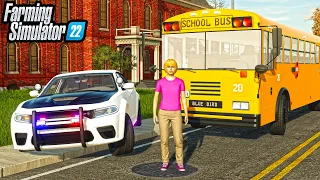 KAREN STEALS A SCHOOL BUS (HELLCAT COP CAR) | Farming Simulator 22