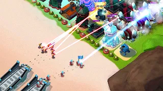 i tried laser rangers with cryoneers in boom beach...
