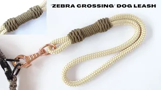 Making a Short "Zebra Crossing" City Dog Leash out of Rope and Paracord - Decorative Knot
