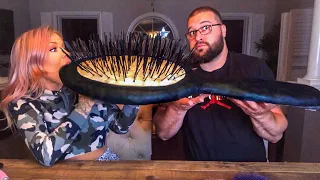 ASMR *WORLDS LARGEST EDIBLE HAIR BRUSH* EXTREME CRUNCHY EATING SOUNDS* MUKBANG 먹방