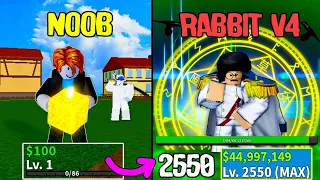 Beating Blox Fruits Buddha! Noob to Pro Lvl 1 to Max 2450 & Full Rabbit Mink V4 Awakening