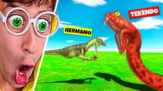 DINOSAURIO vs TITANOBOA 🐍!! (Batalla por Equipos vs HERMANO) | Animal Battle Simulator TEKENDO