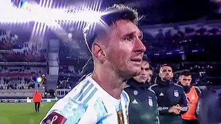 Leo Messi crying tears of joy after finally celebrating Copa America with Argentinian people