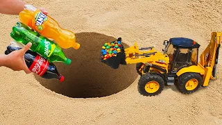 Fanta, Coca-Cola, Sprite VS Excavator with M&M's VS Mentos