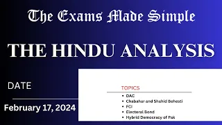 The Hindu Newspaper and Editorial Analysis | 17 February 2024