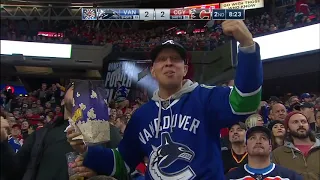 Elias Pettersson Ties the Game with Wicked Wrister vs Flames Dec  29, 2018 CBC 720p 60fps H264 128kb