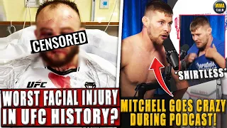 UFC Fighter HORRIFICALLY DISFIGURED after brutal TKO loss! Bryce Mitchell GOES CRAZY during podcast!