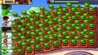 MELONS Party survival Roof 5 flags COMPLETED | pvz2 gameplay | all Melons team vs zombie