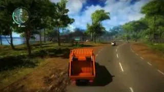 Just Cause 2 garbage truck riverjump