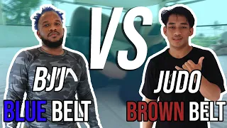 BJJ Blue Belt vs Judo Brown Belt with Sparring Commentary