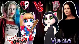 Morticia Addams Vs Harley Quinn 😍😘 My Talking Angela 2 ❤️ Cosplay Makeover Gameplay New update 🥰