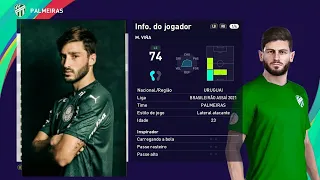 Editar Face Habilidades Mathias Viña Palmeiras PES 2021 (Usando Copiar Base)