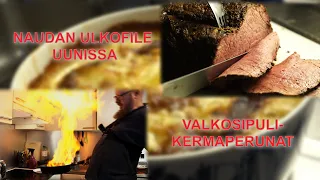 Naudan ulkofile ja valkosipuli-kermaperunat