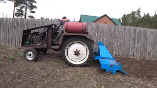 Испытание почвофрезы с Т 40 на самодельном тракторе ,не всё так просто