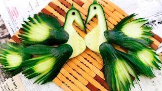 How To Make Cucumber Peacock Garnish | Cucumber Art | Vegetable Carving