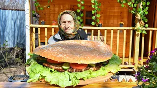 Making a Giant Cheeseburger in a Tandoor in an Azerbaijani Village!