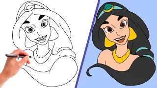 How To Draw PRINCESS JASMINE FROM ALADDIN! // EASY // Step-By-Step