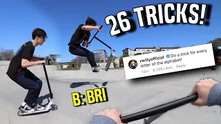 A To Z Scooter Trick Challenge! 26 TRICKS!