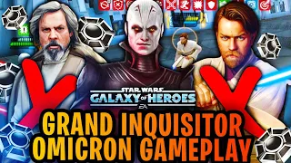 Grand Inquisitor Omicron Offense + Defense Gameplay - Instant Kill Kenobi and Master Luke Teams