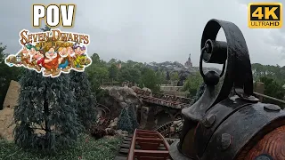 Seven Dwarfs Mine Train POV (Front in Heavy Rain, 4K 60FPS), Magic Kingdom Coaster | Non-Copyright