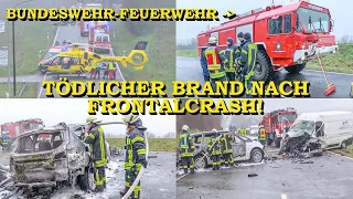 [TÖDLICHES FEUERDRAMA NACH FRONTALCRASH] - BUNDESWEHR-FEUERWEHR im EINSATZ - | RTH | GROSSALARM