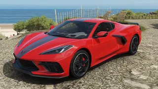 Forza Horizon 4 - 2020 Chevrolet Corvette Stingray Coupe - Car Show Speed Jump Crash Test . 4K 60fps