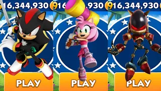 Sonic Dash - Shadow vs Thorn rose vs Grim Sonic  - All Characters Unlocked - Gameplay
