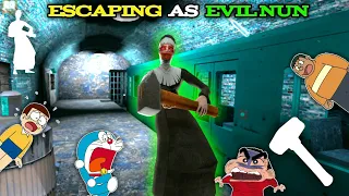 Evil Nun Banke Kiya Train Escape | Escaping As Evil Nun In Granny 3 With Doraemon Nobita & Friends