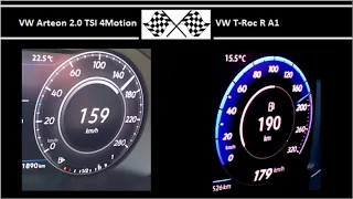 VW Arteon 2.0 TSI 4Motion VS. VW T-Roc R A1 - Acceleration 0-100km/h
