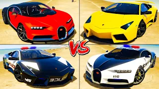 Bugatti Chiron vs Lamborghini Reventon vs Police Bugatti vs Police Lambo - GTA 5 Mods Which is best?