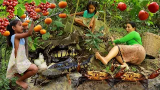 Top 3 videos mother with daughter catch & cook Eel .Crabs .Pick duck eggs  for food of survival