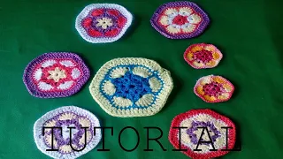 Crochet Flower Hexagon using different colours