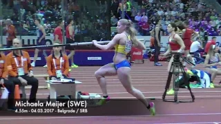 Michaela Meijer slow motion pole vault at European Indoor Championchips