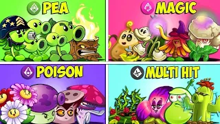 4 Team PEA x POISON x MAGIC x MULTI-HIT Battlez - Who Will Win? - Pvz 2 Team Plant vs Team Plant