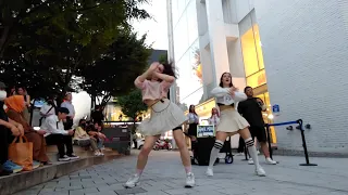 THURSDAY. BLACK MIST: ALINA & OLGA. BEAUTIFUL ATTRACTIVE BUSKING. HONGDAE.