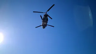 Boeing CH-47 Chinook     Very low overhead fast  pass