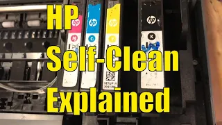 How does an HP Printhead self-clean and what is the waste ink assembly?